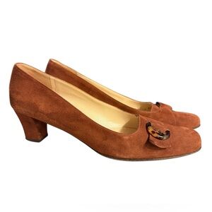 Vintage Salvatore Ferragamo Brown Suede Pumps